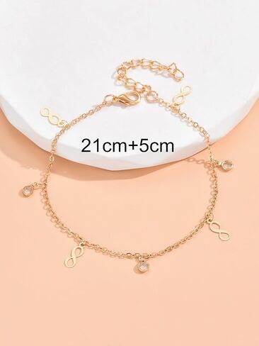 Anklet for Women Gold Plated Chain Dainty Rhinestone Charms Foot Accessories Simple Jewelry for Vacation in Saudi Arabia
