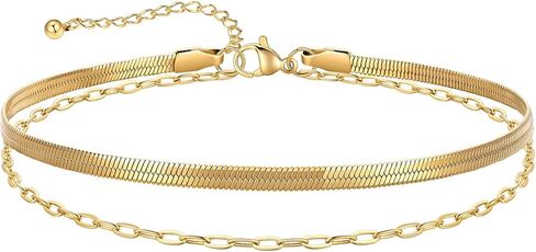 U7 Silver/Gold Ankle Bracelets for Women Layered Chain Anklets Stainless Steel Waterproof Summer Beach Anklet Cham, Adjustable 8.5"-10.5" in Saudi Arabia