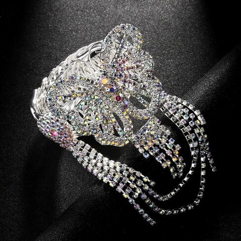 Rhinestone Butterfly Tassel Fringe Arm Bracelets Glitter Crystal Layered Upper Arm Bands Bling Iridescent Arm Chain for Wedding Prom Party in Saudi Arabia