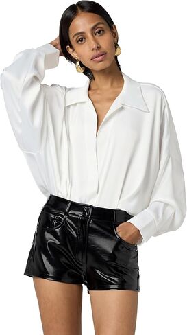Norma Kamali Women's Super Oversized Boyfriend Nk Shirt Bodysuit in Saudi Arabia