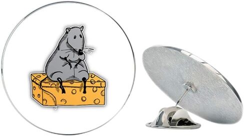 Mouse On Cheese Round Metal 0.75" Lapel Pin Hat Shirt Pin Tie Tack Pinback in Saudi Arabia