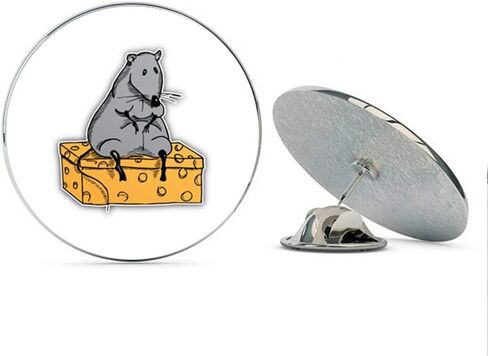Mouse On Cheese Round Metal 0.75" Lapel Pin Hat Shirt Pin Tie Tack Pinback in Saudi Arabia