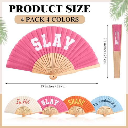 4 Pcs Handheld Folding Rave Fan for Line Dancing, Handheld Wooden Foldable Fan for Women Decorative Fans for Performance, Wedding, Church, Party Favor, Music Festival Gifts (Stylish) in Saudi Arabia