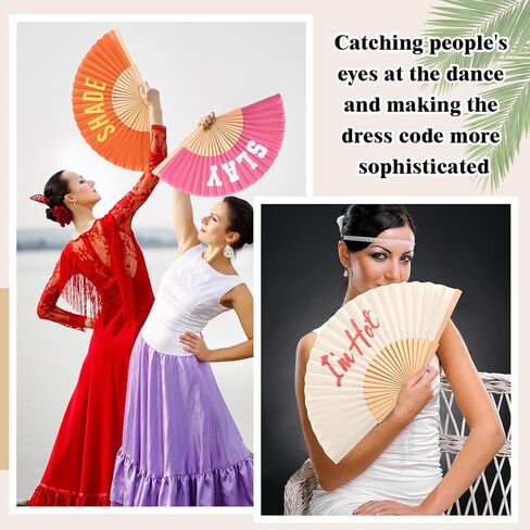 4 Pcs Handheld Folding Rave Fan for Line Dancing, Handheld Wooden Foldable Fan for Women Decorative Fans for Performance, Wedding, Church, Party Favor, Music Festival Gifts (Stylish) in Saudi Arabia