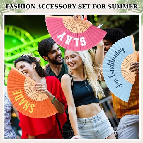 4 Pcs Handheld Folding Rave Fan for Line Dancing, Handheld Wooden Foldable Fan for Women Decorative Fans for Performance, Wedding, Church, Party Favor, Music Festival Gifts (Stylish) in Saudi Arabia