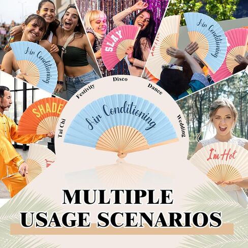 4 Pcs Handheld Folding Rave Fan for Line Dancing, Handheld Wooden Foldable Fan for Women Decorative Fans for Performance, Wedding, Church, Party Favor, Music Festival Gifts (Stylish) in Saudi Arabia