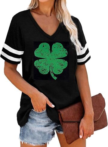 قمصان نسائية قصيرة الأكمام ليوم الذكرى في الرابع من يوليو بخطوط العلم الأمريكي ونجمة وطنية in Kuwait