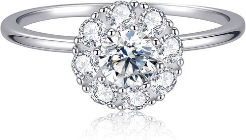 خواتم مويسانيتي للنساء، خواتم وعد الخطوبة لها، D Color VVS1 Lab تم إنشاء خاتم زفاف مويسانيتي 18 قيراط مطلي بالذهب الأبيض مويسانيتي الخلود مجموعة زفاف أنيقة هدايا عيد الحب in Kuwait