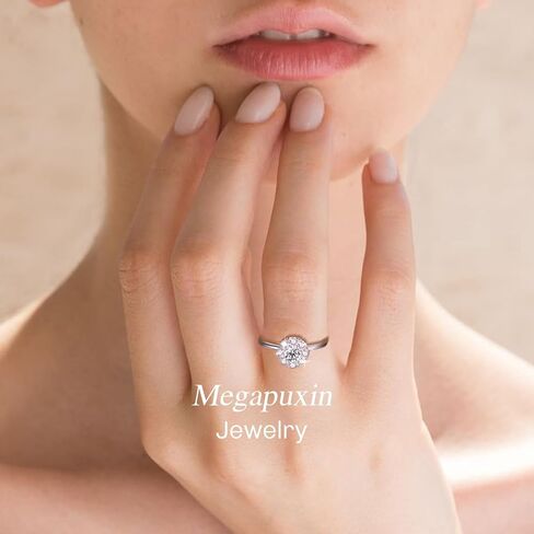 خواتم مويسانيتي للنساء، خواتم وعد الخطوبة لها، D Color VVS1 Lab تم إنشاء خاتم زفاف مويسانيتي 18 قيراط مطلي بالذهب الأبيض مويسانيتي الخلود مجموعة زفاف أنيقة هدايا عيد الحب in Kuwait