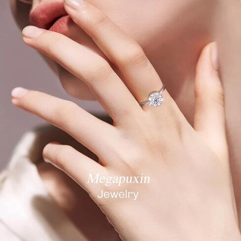 خواتم مويسانيتي للنساء، خواتم وعد الخطوبة لها، D Color VVS1 Lab تم إنشاء خاتم زفاف مويسانيتي 18 قيراط مطلي بالذهب الأبيض مويسانيتي الخلود مجموعة زفاف أنيقة هدايا عيد الحب in Kuwait