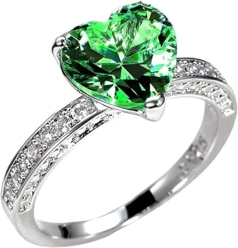 Silver Plated Created White Topaz Cubic Zirconia Filled Promise Proposal Engagement Wedding Love Heart Ring Simple Classic Band for Women Ladies in Saudi Arabia