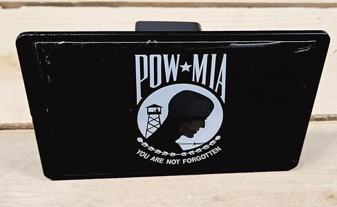 POW MIA Trailer Hitch Cover, You are Not Forgotten Military Tribute, Heavy Duty Steel, Black Powder Coated, 2 Inch Receiver, Made in USA in Saudi Arabia