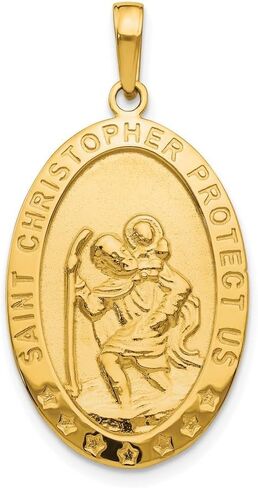 DEWBERRY 10K Real Yellow Gold Saint Christopher Medal Pendant | Patron Saint Medals | Unisex Religious Charms| St. Christopher Pendants & Charms | Protect Us Pendant for Womens Men's in Saudi Arabia