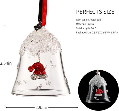 زينة جرس عيد الميلاد 2025، زخرفة جرس كريستالي لعيد الميلاد لتزيين الذكرى السنوية لشجرة عيد الميلاد (قبعة شفافة) in Kuwait