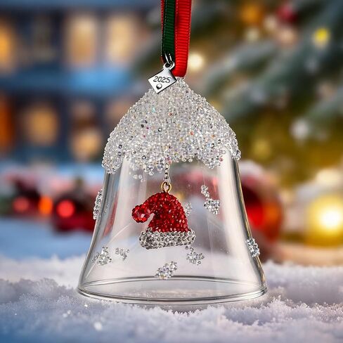 زينة جرس عيد الميلاد 2025، زخرفة جرس كريستالي لعيد الميلاد لتزيين الذكرى السنوية لشجرة عيد الميلاد (قبعة شفافة) in Kuwait