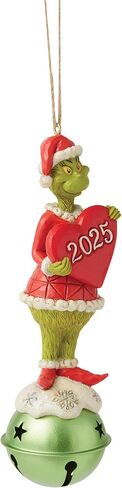Enesco Dr. Seuss Grinch by Jim Shore Standing on a Jingle Bell 2025 Dated Hanging Ornament, 5.5 Inch, Multicolor in Saudi Arabia