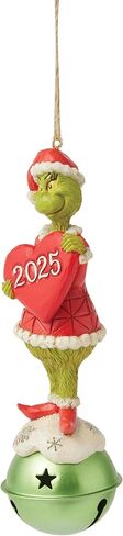 Enesco Dr. Seuss Grinch by Jim Shore Standing on a Jingle Bell 2025 Dated Hanging Ornament, 5.5 Inch, Multicolor in Saudi Arabia