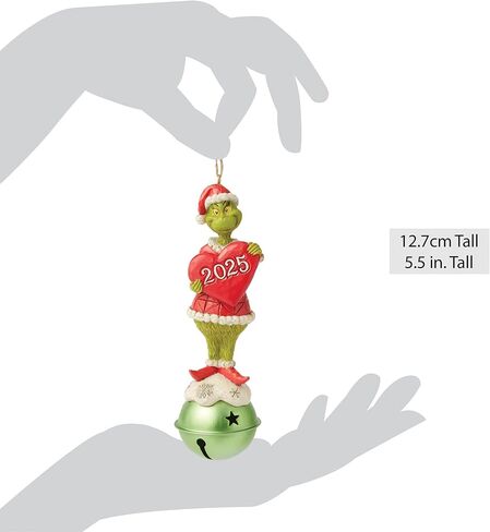 Enesco Dr. Seuss Grinch by Jim Shore Standing on a Jingle Bell 2025 Dated Hanging Ornament, 5.5 Inch, Multicolor in Saudi Arabia