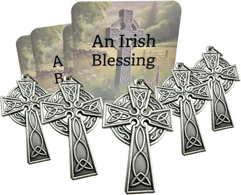 Westmon Works Celtic Cross Pendant Pack Italian Metal Crosses with USA Made Pocket Sized Holy Cards, Set of 5 in Saudi Arabia