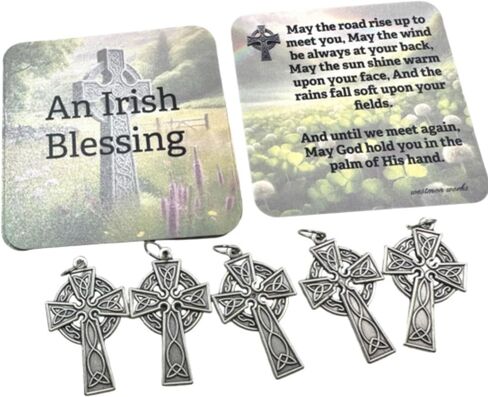 Westmon Works Celtic Cross Pendant Pack Italian Metal Crosses with USA Made Pocket Sized Holy Cards, Set of 5 in Saudi Arabia