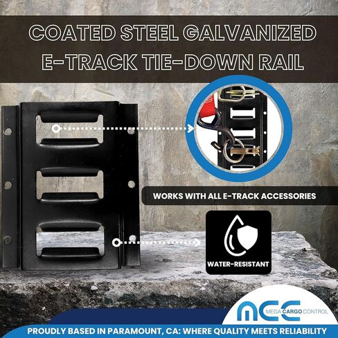 التحكم في الشحنات الضخمة - طقم السكك الحديدية E Track Tie Down مقاس 6 بوصات (4 عبوات) للمرائب، والشاحنات الصغيرة، والمقطورات، وأربطة ربط الدراجات النارية، وتركيبات ATV - قضبان ETrack ذات طلاء مسحوق أسود، والبضائع الآمنة والأحمال الثقيلة in Kuwait