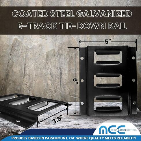 التحكم في الشحنات الضخمة - طقم السكك الحديدية E Track Tie Down مقاس 6 بوصات (4 عبوات) للمرائب، والشاحنات الصغيرة، والمقطورات، وأربطة ربط الدراجات النارية، وتركيبات ATV - قضبان ETrack ذات طلاء مسحوق أسود، والبضائع الآمنة والأحمال الثقيلة in Kuwait