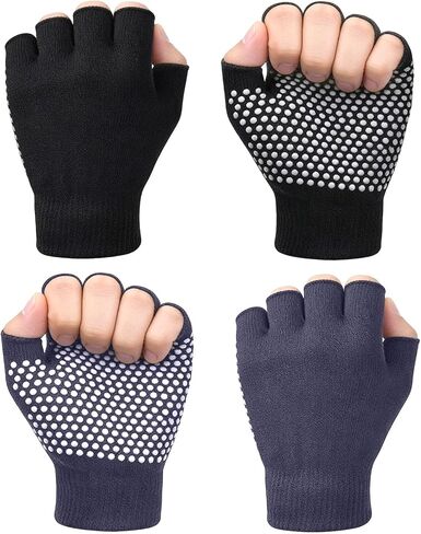 YL TRD V 2 Packs of Non Slip Fingerless Yoga Gloves Exercise Gloves Workout Gloves in Kuwait