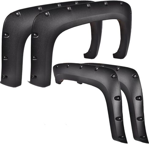 LQI Fender Flares متوافقة مع Chevy Silverado 1500 2007-2013/2007-2014 Chevy Silverado 2500HD 3500HD 78.0 بوصة/97.6 بوصة غطاء عجلة طويل بجيب على شكل برشام قياسي وطويل بجيب السرير ومزخرف in Saudi Arabia