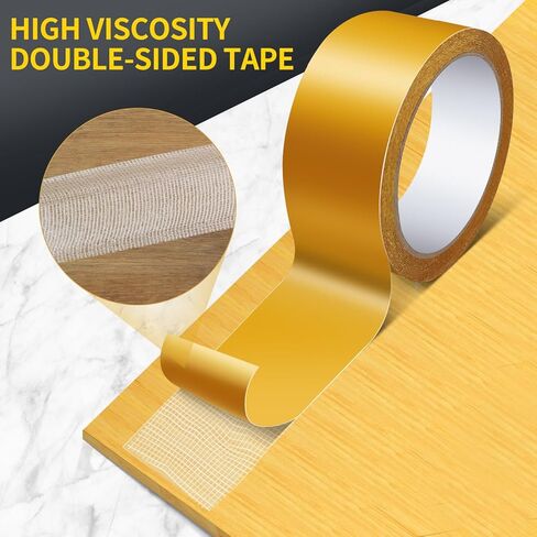 Double Sided Fabric Tape Heavy Duty, High Adhesive Strength Mesh Duct Tape, Strong Adhesive Template Tape, Double Sided Woodworking (2 Rolls 0.79"/2" X 33ft) in Kuwait