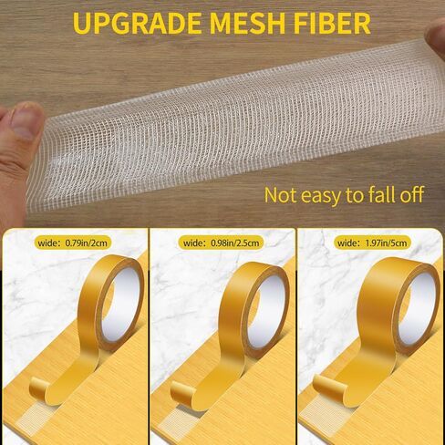 Double Sided Fabric Tape Heavy Duty, High Adhesive Strength Mesh Duct Tape, Strong Adhesive Template Tape, Double Sided Woodworking (2 Rolls 0.79"/2" X 33ft) in Kuwait