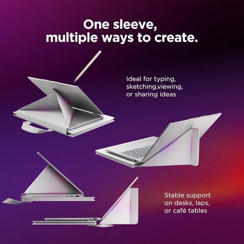 حقيبة Lenovo Yoga Tote لأجهزة الكمبيوتر المحمول بشاشة مقاس 14 بوصة، ومنظم متعدد الأقسام مع حامل قابل للتحويل، وغطاء حماية خفيف الوزن من البوليستر والألياف الدقيقة، صدف in Kuwait