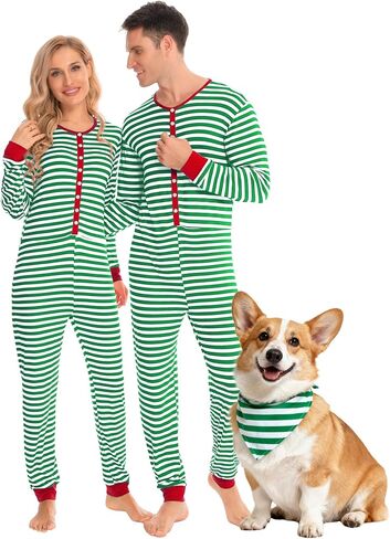 SWOMOG Matching Family Pajamas Sets Christmas Couple PJ's Holiday Onesise Nightwear Household Sleepwear Sets with Pet bibs in Saudi Arabia