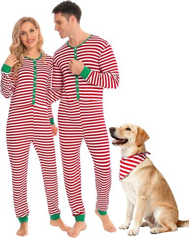 SWOMOG Matching Family Pajamas Sets Christmas Couple PJ's Holiday Onesise Nightwear Household Sleepwear Sets with Pet bibs in Saudi Arabia