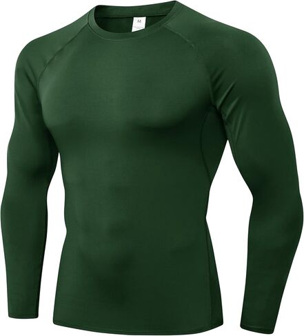 Men's Compression Shirts Long Sleeve Athletic Workout T-Shirt Running Cool Dry Tops Active Base Layer Undershirts in Kuwait