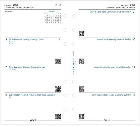 Filofax Domino Patent Organizer, Personal Size, Pine with Spots - High-Gloss, Contemporary, Six Rings, Week-to-View Calendar Diary, Multilingual, 2025 (C022517-25) in Saudi Arabia