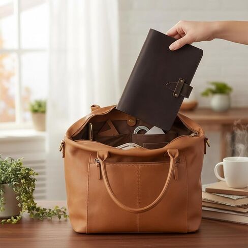 دفتر ملاحظات جلدي قابل لإعادة التعبئة مقاس A6، غلاف كلاسيكي مكون من 6 حلقات من جلد الحصان المجنون الأصلي مع 192 صفحة قابلة لإعادة التعبئة من ورق كرافت فارغ، جيب، للكتاب والدراسة والعمل اليومي، القهوة in Kuwait