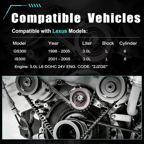 TKT-031 Engine Timing Belt Kit with Water Pump for Lexus GS300 1998-2005, for Lexus IS300 2001-2005 - 3.0L DOHC 2JZGE [Replace OE: TCKWP215 TKT031] in Saudi Arabia