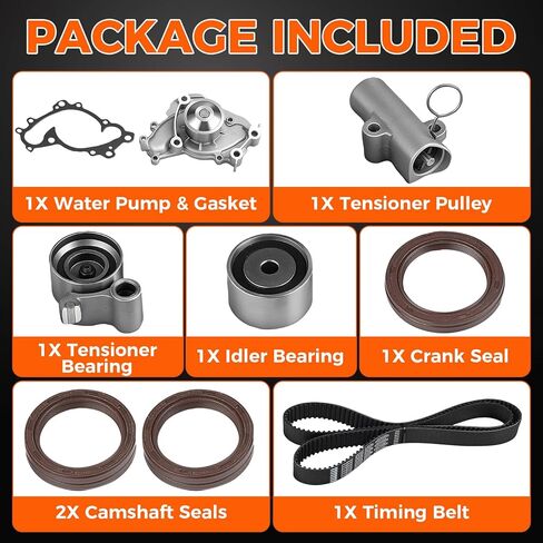Engine Timing Belt Kit with Water Pump Compatible with Toyota Highlander Camry Sienna Solara 2001-2010,Fit for Lexus ES300 RX330 RX400h 3.0L 1MZFE/3.3L 3MZFE V6 DOHC 24V Replaces TKT-026 in Saudi Arabia