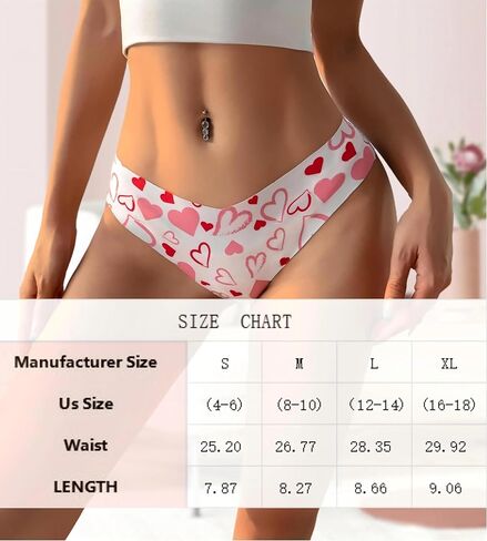 Womens Underwear, 3PCS Thong Seamless Low Rise Ice Silk Briefs, Heart Print Soft Thin Smooth Edge Fit Lightweight Daily in Saudi Arabia