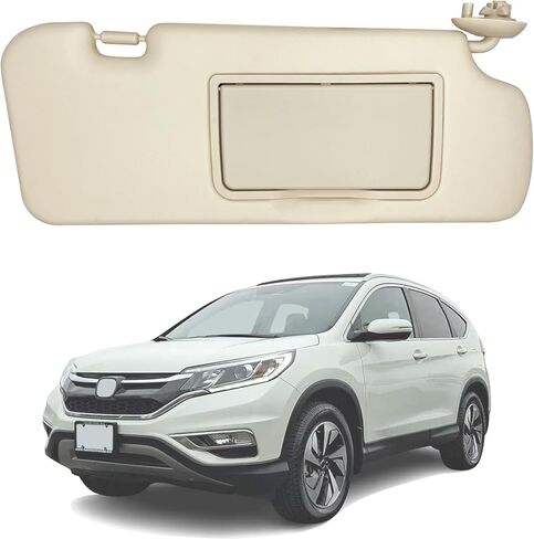 حاجب الشمس من جانب السائق مع إضاءة مزدوجة مناسبة لسيارة Honda CR-V CRV 2012 2013 2014 2015 2016 الجانب الأيسر الأمامي للحماية من الشمس ظل مظلة مكياج مرآة حاجب الشمس بديل بيج in Saudi Arabia
