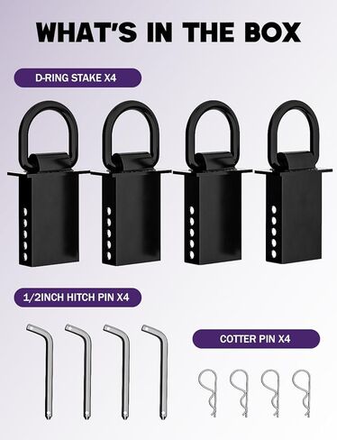 Stake Pocket D Ring 5/8" 4-Pack — 18,000 lb / 5,400 lb WLL Heavy-Duty Removable D-Ring Tie-Down Anchors with Hitch Pin for Utility Trailers & Flatbed Trucks in Saudi Arabia