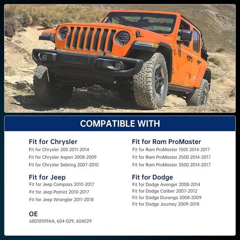 68018109AA HVAC Heater Blend Door Actuator Compatible with Chrysler 200 Aspen Sebring, Dodge Avenger Caliber Durango Journey, Jeep Compass Patriot Wrangler, Replaces 604-029 in Kuwait