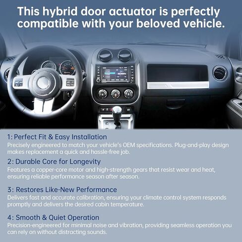 68018109AA HVAC Heater Blend Door Actuator Compatible with Chrysler 200 Aspen Sebring, Dodge Avenger Caliber Durango Journey, Jeep Compass Patriot Wrangler, Replaces 604-029 in Kuwait