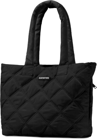 Puffer Tote Bag for Women, Quilted Bag with Zipper, Small Tote HandBags for Work, Travel in Kuwait
