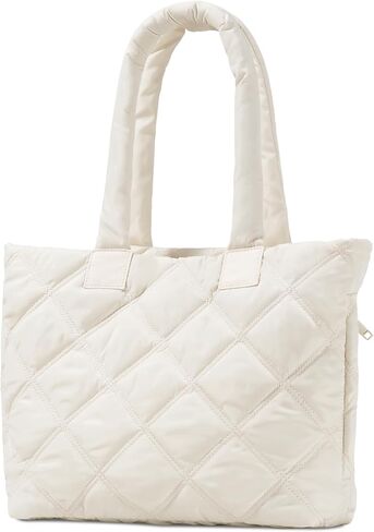 Puffer Tote Bag for Women, Quilted Bag with Zipper, Small Tote HandBags for Work, Travel in Kuwait