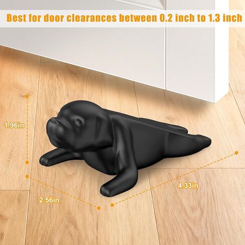 Crosize Cute Door Stoppers for Bottom of Door, Rubber Decorative Door Stops, Sturdy Wedge for Carpet, Tile, Concrete, Wood, Door Holder for Heavy Duty Door, Black 2 Pack in Saudi Arabia