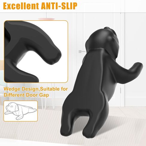 Crosize Cute Door Stoppers for Bottom of Door, Rubber Decorative Door Stops, Sturdy Wedge for Carpet, Tile, Concrete, Wood, Door Holder for Heavy Duty Door, Black 2 Pack in Saudi Arabia