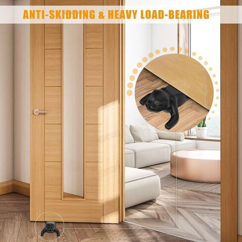 Crosize Cute Door Stoppers for Bottom of Door, Rubber Decorative Door Stops, Sturdy Wedge for Carpet, Tile, Concrete, Wood, Door Holder for Heavy Duty Door, Black 2 Pack in Saudi Arabia