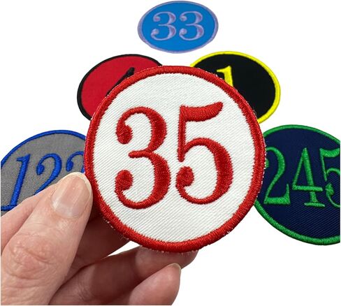 Custom Embroidered Round Number Patch -Iron On Or Sew On - Choose Your Numbers, Background Color, and Thread Color - for Hats, Jackets, Sports Bags, Backpacks and More(1 Patch) in Saudi Arabia