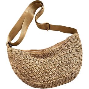 Woven Bum Bag Straw Retro Hobo Sling Purse with Adjustable Belt Fanny Waist Pack Chest Shoulder Bag Crossbody Bum Bags for Women Travel Daily Use(Beige) in Saudi Arabia